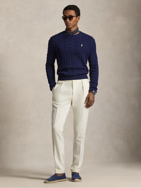 26FW 폴로 랄프로렌 로고 자수 케이블 니트 스웨터 710775885 536 BLUE - POLO RALPH LAUREN