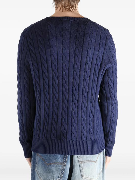 26FW 폴로 랄프로렌 로고 자수 케이블 니트 스웨터 710775885 536 BLUE - POLO RALPH LAUREN