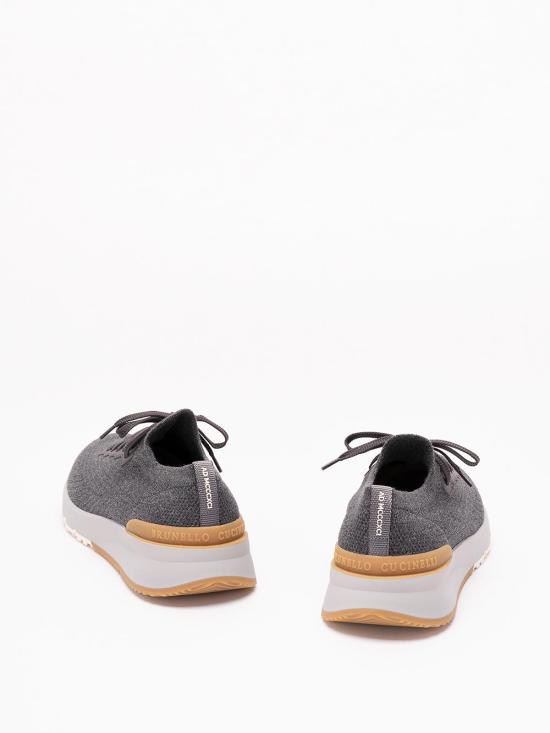 26FW 브루넬로 쿠치넬리 코튼 니트 세미 폴리쉬드 카프스킨 러너 MZUPMBO252CAQ26 GREY - BRUNELLO CUCINELLI