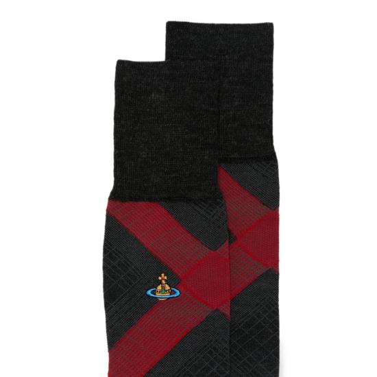 26FW 비비안웨스트우드 양말 81040002 K007N N401 BLACK RED - VIVIENNE WESTWOOD