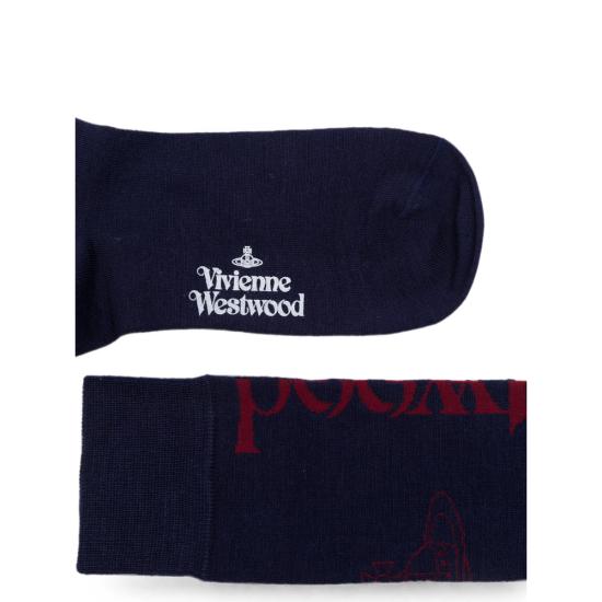 26FW 비비안웨스트우드 오닉스 자수 유니 컬러 플레인 삭스 81040001 K007Q K410 BLUE - VIVIENNE WESTWOOD