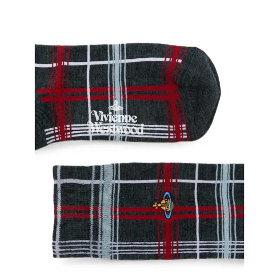 26FW 비비안웨스트우드 오닉스 자수 유니 컬러 플레인 삭스 81040001 K008P P401 GREY RED - VIVIENNE WESTWOOD
