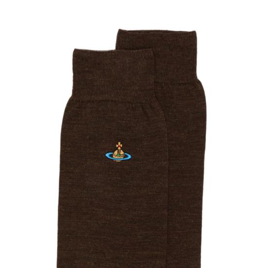 26FW 비비안웨스트우드 오닉스 자수 유니 컬러 플레인 삭스 81040001 K0025 D409 BROWN - VIVIENNE WESTWOOD