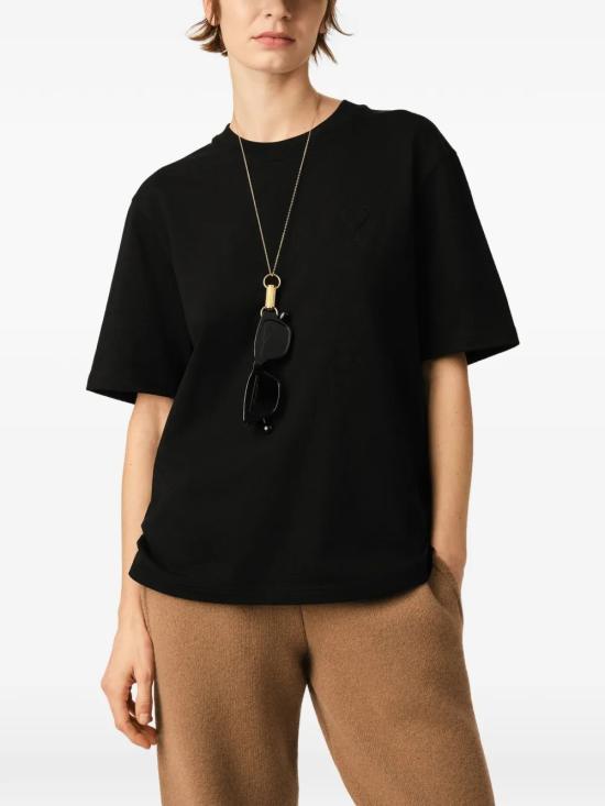 26FW 아미 화이트 코튼 드 하트 엠보스 티셔츠 UTS357 726 001 Noir - AMI