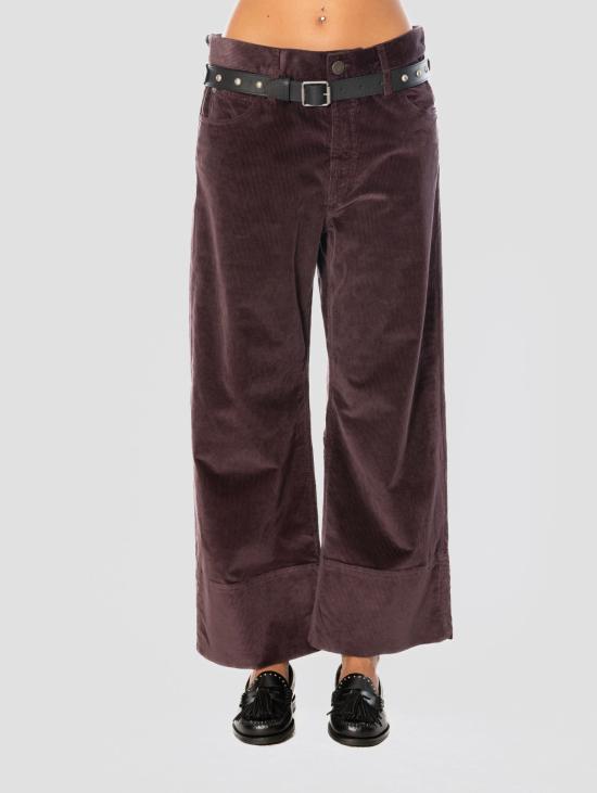 26FW 핑코 데님 팬츠 Velluto a Coste Bordeaux 소재의 Pantaloni 크롭