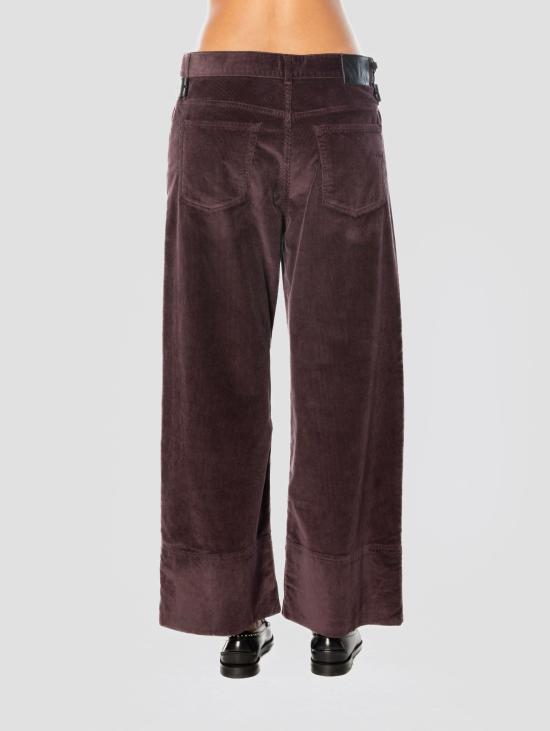 26FW 핑코 데님 팬츠 Velluto a Coste Bordeaux 소재의 Pantaloni 크롭 - PINKO