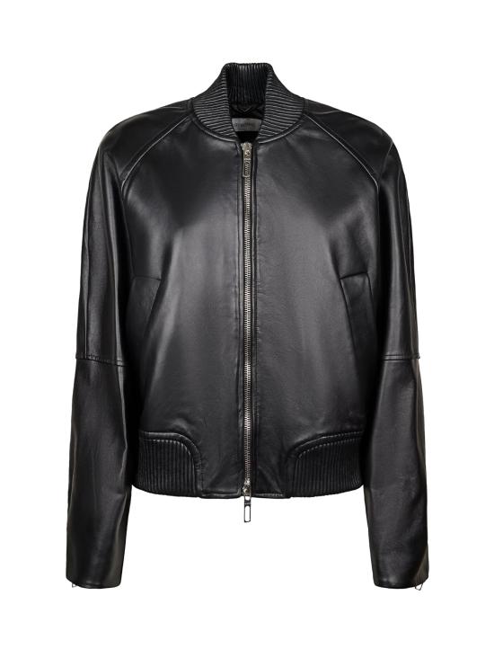 26FW 스포트막스 가죽 자켓 2622446011600 002 BLACK