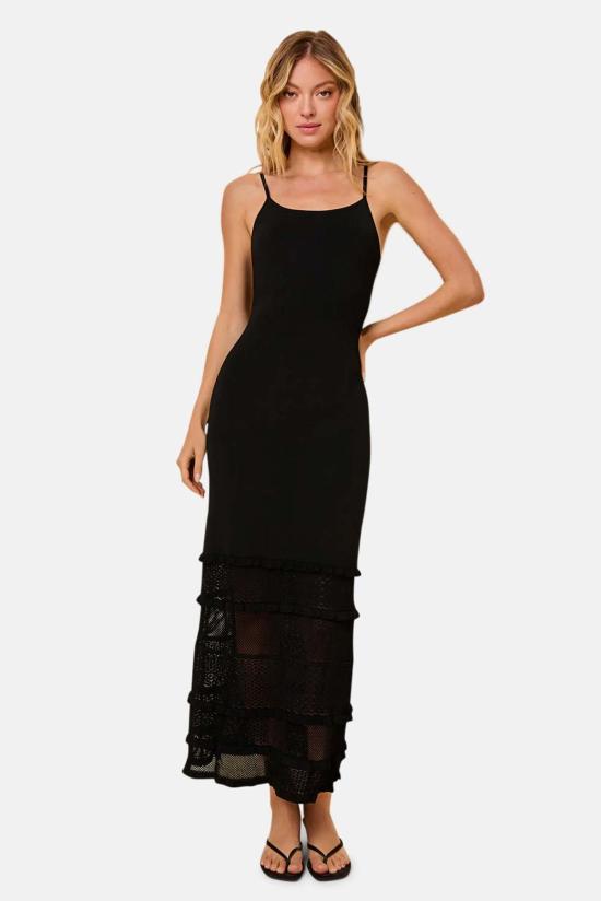  솔리드 앤 스트라이프 롱 원피스 SU26 R3454LP NR BLACK - SOLID AND STRIPED