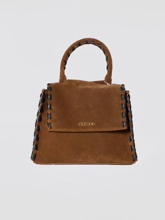 26FW 오르치아니 토트백 Pelle Scamosciata Tabacco의 Borsa Sveva와 Mano Piccola