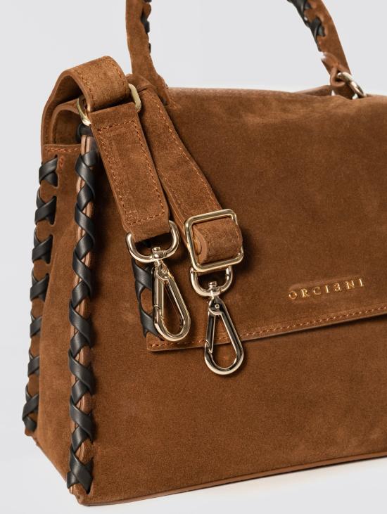 26FW 오르치아니 토트백 Pelle Scamosciata Tabacco의 Borsa Sveva와 Mano Piccola - ORCIANI