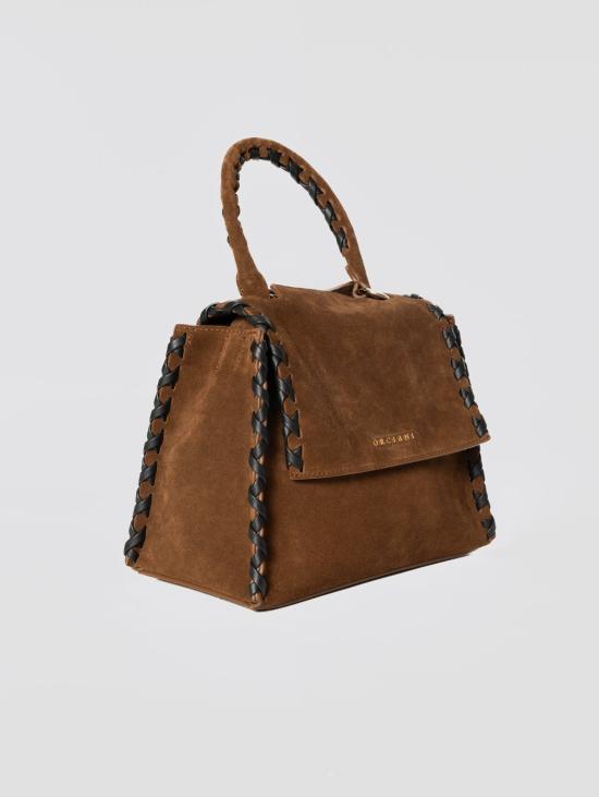 26FW 오르치아니 토트백 Pelle Scamosciata Tabacco의 Borsa Sveva와 Mano Piccola - ORCIANI