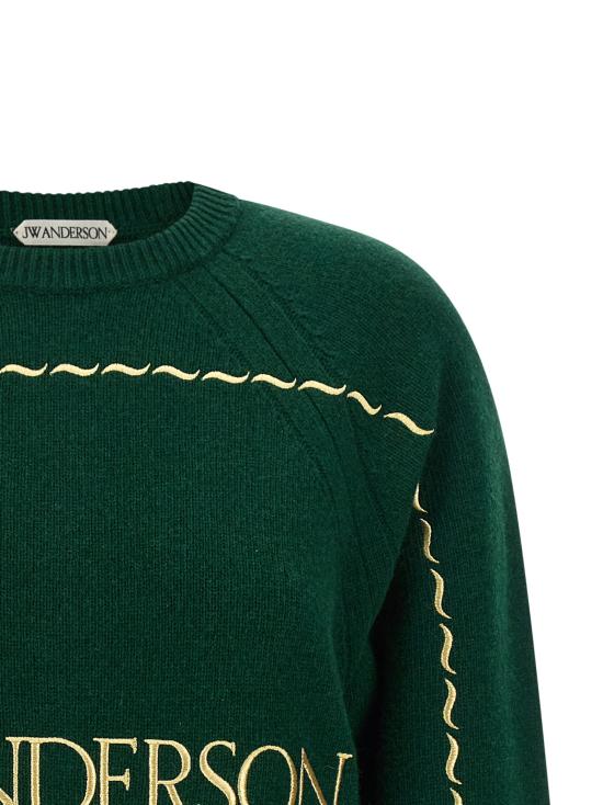 26FW JW앤더슨 스웨터 로고 자수 스웨터, 스웨터 및 가디건 (녹색) - JW ANDERSON
