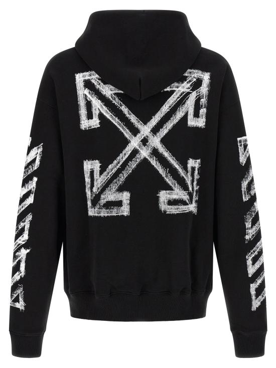 26FW 오프화이트 후드 티셔츠 모션 애로우 스케이트 스웨트셔츠 블랙 - OFF WHITE