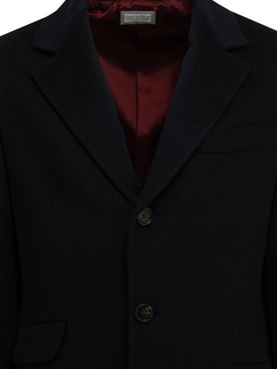 26FW 브루넬로 쿠치넬리 자켓 버진 울 소재의 짧은 코트, 재킷 및 코트 (파란색) - BRUNELLO CUCINELLI
