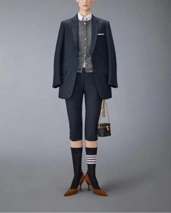 톰브라운 가디건 톰 브라운 메리노 울 립 스티치  그레이 - THOM BROWNE