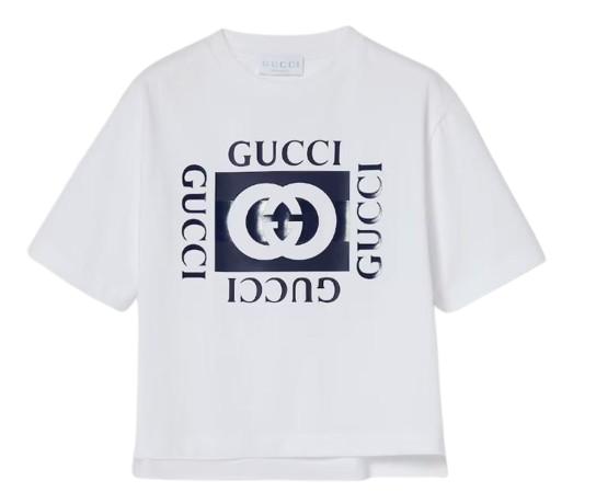 26SS [키즈] 구찌 티셔츠 855551 XJHO79056 Optic white blue