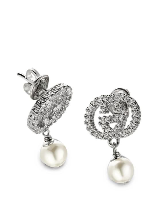 26FW 구찌 인터로킹 G 크리스탈 펄 드롭 귀걸이 A0009F J97408524 PEARL WHITE - GUCCI