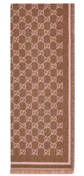  구찌 GG 울 스카프 839035 3GAMQ2572 BROWN PINK