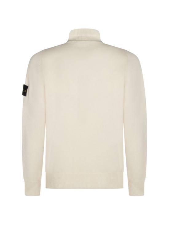 26FW 스톤 아일랜드 로고 패치 하이넥 버튼 울 스웨터 L2S155100040 S00A3V0093 Ivory - STONE ISLAND