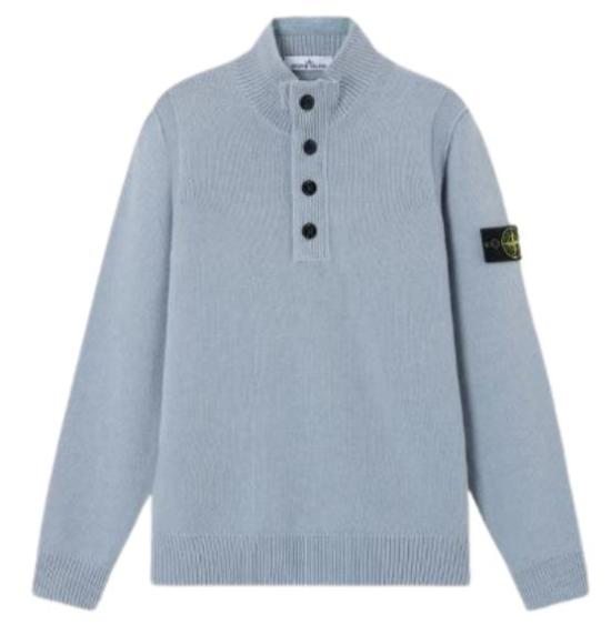 26FW 스톤 아일랜드 로고 패치 하이넥 버튼 울 스웨터 L2S155100040 S00A3V0049 Ash grey