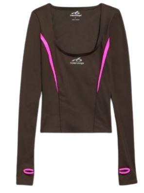 26FW 발렌시아가 테크웨어 피티드 롱 슬리브 탑 A002EM TUVN72866 Fluo pink