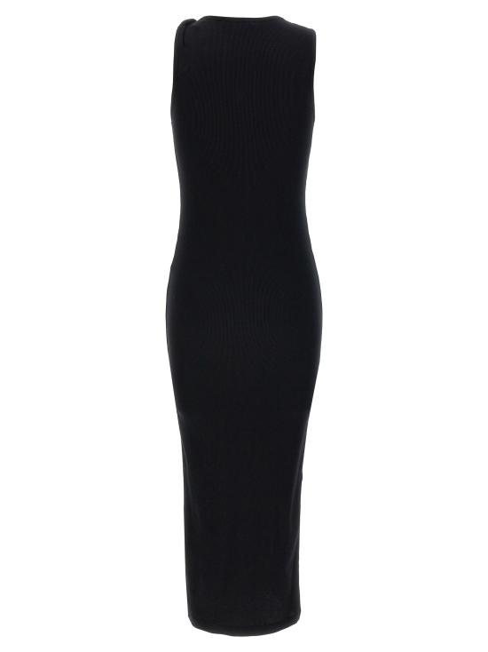 25FW JW앤더슨 롱 원피스 로고 골지 드레스 블랙 - JW ANDERSON