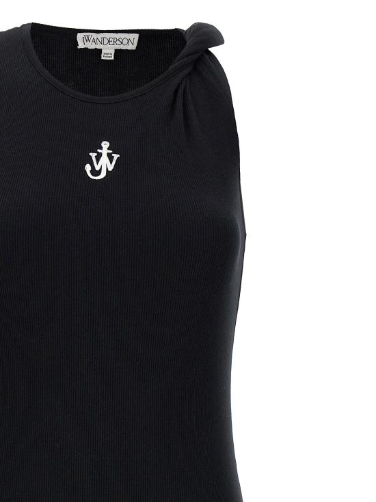 25FW JW앤더슨 롱 원피스 로고 골지 드레스 블랙 - JW ANDERSON