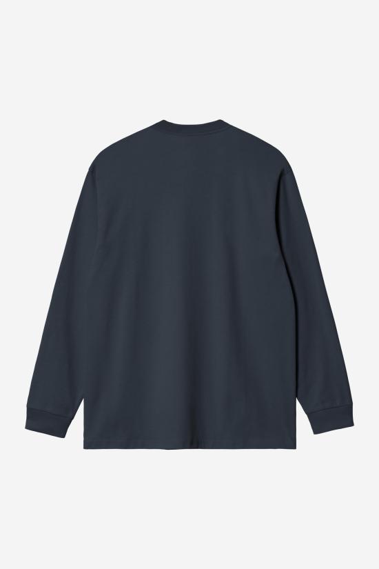 26FW 칼하트 WIP 아메리칸 스크립트 롱슬리브 티셔츠 I029955 J0XX DEEP NIGHT DOM - CARHARTT WIP