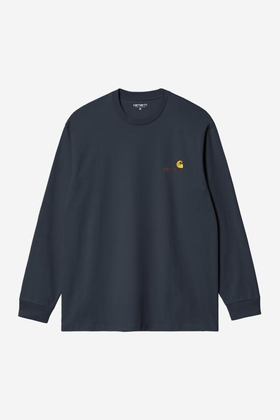 26FW 칼하트 WIP 아메리칸 스크립트 롱슬리브 티셔츠 I029955 J0XX DEEP NIGHT DOM