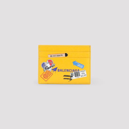 26FW 발렌시아가 스탬프 프린트 크링클 레더 카드 홀더 스탬프 프린트 크링클 레더 카드 홀더 867144 2ACHI 7284 YELLOW MULTICOLOR - BALENCIAGA