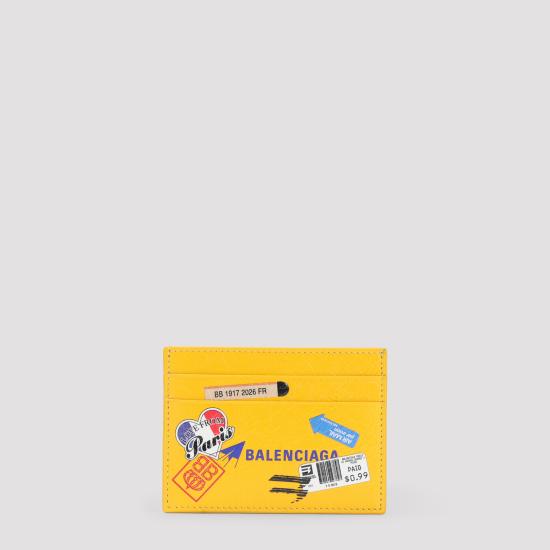 26FW 발렌시아가 스탬프 프린트 크링클 레더 카드 홀더 스탬프 프린트 크링클 레더 카드 홀더 867144 2ACHI 7284 YELLOW MULTICOLOR