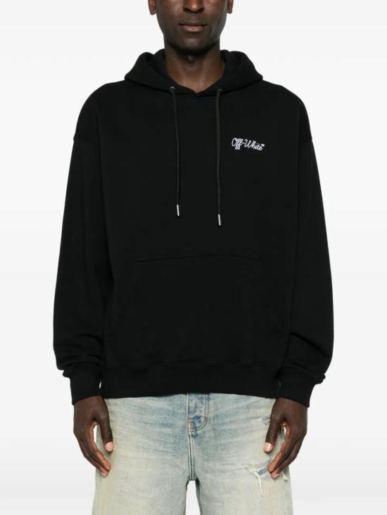 26FW 오프화이트 후드 티셔츠 OMBB085F26FLE00U00 001 BLACK - OFF WHITE