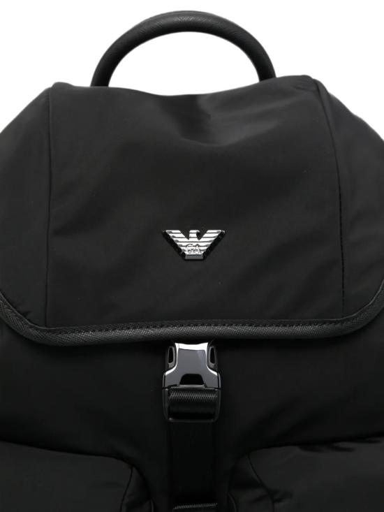 26FW 엠포리오 아르마니 로고 플랩 버클 백팩 EM004503 AF28784 UC001 BLACK - EMPORIO ARMANI