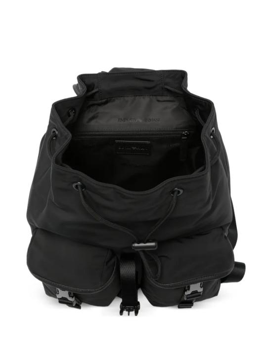 26FW 엠포리오 아르마니 로고 플랩 버클 백팩 EM004503 AF28784 UC001 BLACK - EMPORIO ARMANI