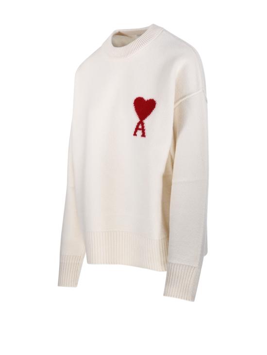 26FW 아미 빅 하트 울 크루넥 스웨터 UKS838 018 154 OFF WHITE RED - AMI