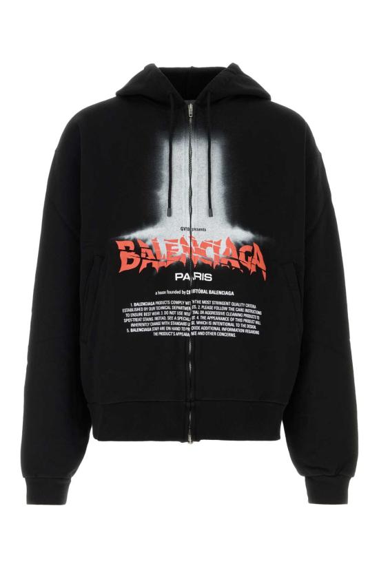 26FW 발렌시아가 더 도어 오버사이즈 집업 후디 850338TUVQ9 1000 Black