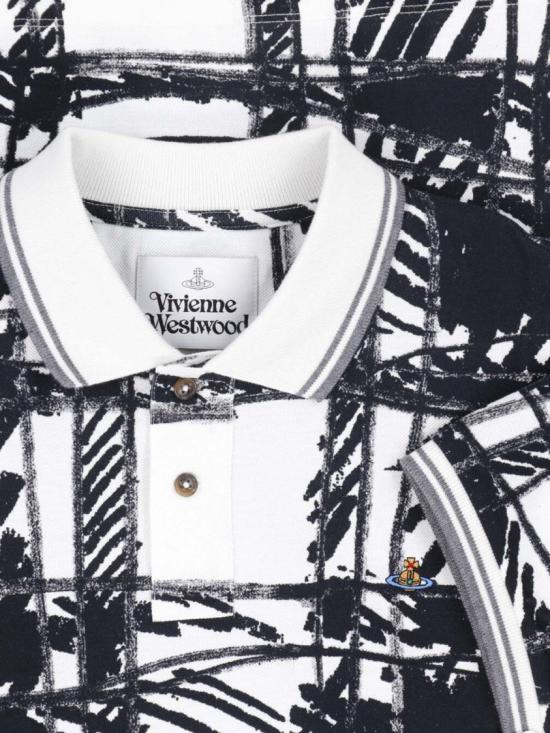 26FW 비비안웨스트우드 스크리블 체크 코튼 반팔 폴로 셔츠 2H01000Y J00BRN301 Black - VIVIENNE WESTWOOD