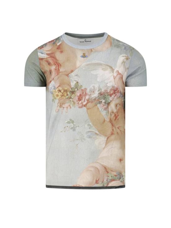 26FW 비비안웨스트우드 스트라이프 패턴 리브드 반팔 티셔츠 3G01001G J00BKO301 Multicolor