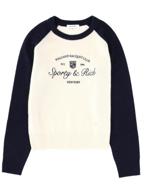 25FW 스포티앤리치 긴팔 티셔츠 WS07561412WH63 ECRU DARKNAVY Multicolor