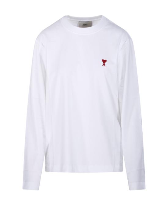 26FW 아미 스몰 하트 로고 롱슬리브 티셔츠 BFUTS235 724 100 WHITE