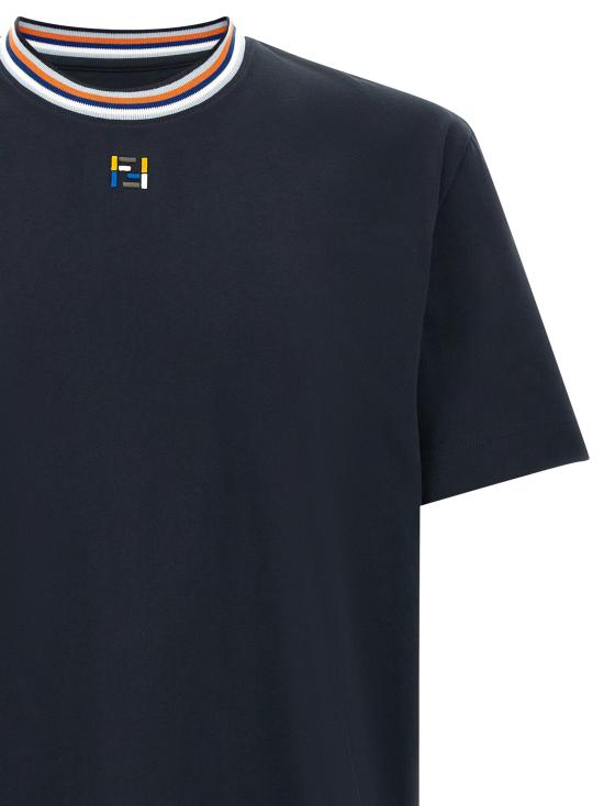 26FW 펜디 반팔 티셔츠 Ff 스티칭 티셔츠 블루 - FENDI