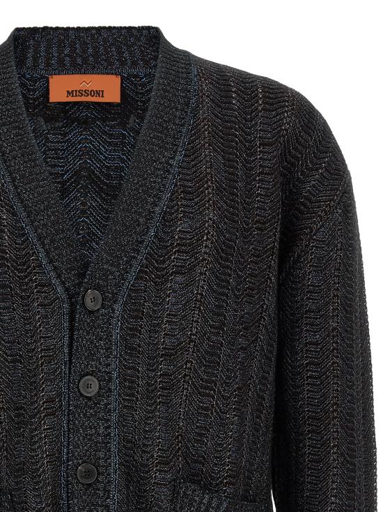 26FW 미소니 가디건 그리스 패턴 가디건 스웨터 및 가디건 (파란색) - MISSONI