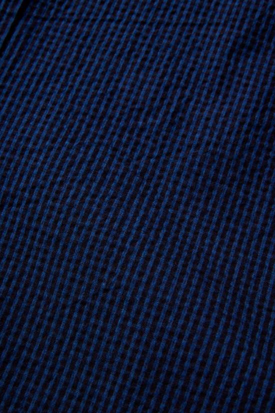  퓨어 블루 재팬 폴로 티셔츠 [Ss 2244 2] 시어서커 인디고 체크 반팔 셔츠 - PURE BLUE JAPAN