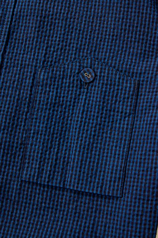  퓨어 블루 재팬 폴로 티셔츠 [Ss 2244 2] 시어서커 인디고 체크 반팔 셔츠 - PURE BLUE JAPAN