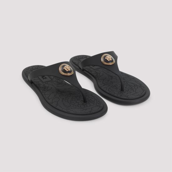 26FW 베르사체 알리아 러버 플랫 샌들 1016248 1A10983 1B00V BLACK - VERSACE