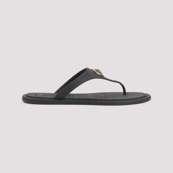 26FW 베르사체 알리아 러버 플랫 샌들 1016248 1A10983 1B00V BLACK - VERSACE