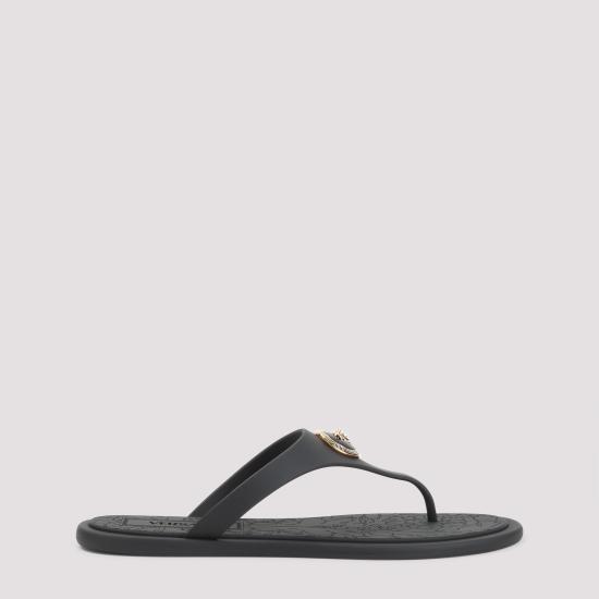 26FW 베르사체 알리아 러버 플랫 샌들 1016248 1A10983 1B00V BLACK