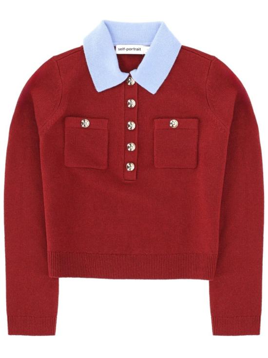 25FW 셀프 포트레이트 폴로 티셔츠 AW25 021TA BU BURGUNDY