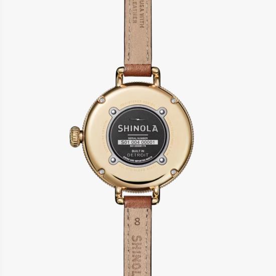  시놀라 손목시계 버디 문페이즈 34mm 버번 가죽 스트랩 시계 - SHINOLA