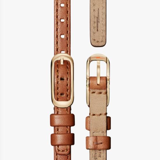  시놀라 손목시계 버디 문페이즈 34mm 버번 가죽 스트랩 시계 - SHINOLA